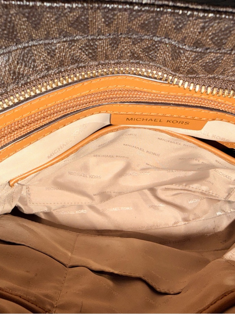 Michael Kors Dark Brown Signature Crossbody Bag with Tan Strap - Picture 3 of 15